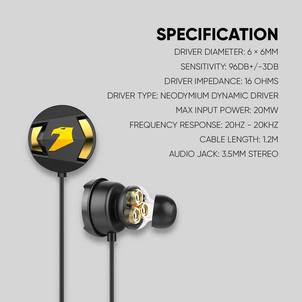 Armaggeddon WASP-7 PRO 3D with Triple Neodymium Driver and Mic Gaming Earphone