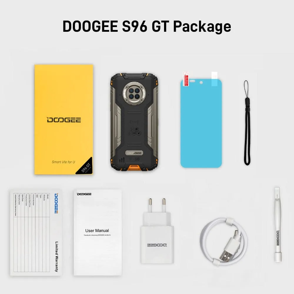 DOOGEE S96GT 8GB 256GB AI Quad Camera & 20MP Night Vision Powerful 4K UHD Rugged Phone